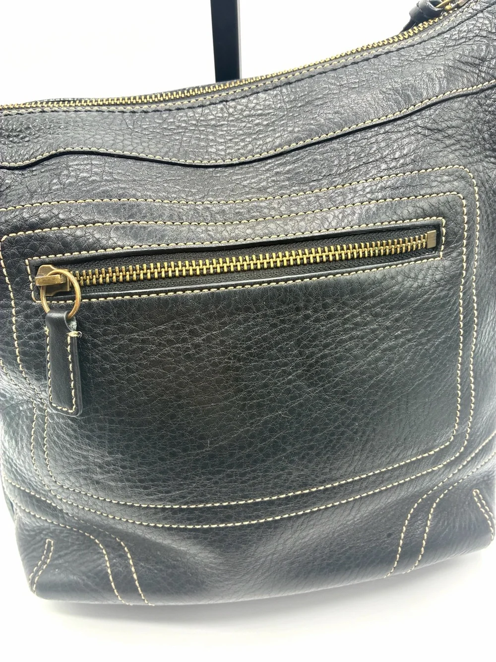 Vintage Coach Chelsea Laced Duffel Black Leather Shoulder Bag 10399